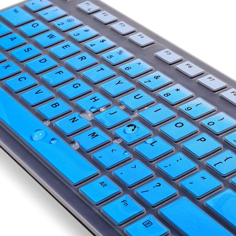 imComor Keyboard Cover Skin for Dell KM636 Wireless Keyboard & Dell KB216 Wired/Dell Optiplex 5250 3050 3240 5460 7450 7050/Dell Inspiron AIO 3475/3670/3477 All-in-one Desktop Keyboard Protector, Ombre Blue - Image 4
